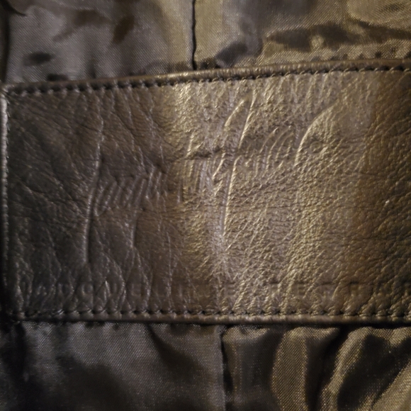 Vintage Leather 47" Trench w/ Botanical Print Shoulder sz M - Picture 6 of 11